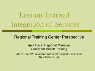 lessons learned integration of services