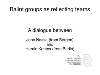 Balint groups as reflecting teams
