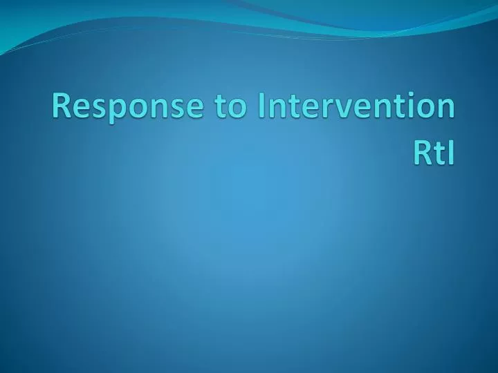 response to intervention rti