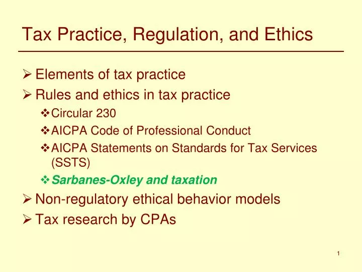 tax practice regulation and ethics