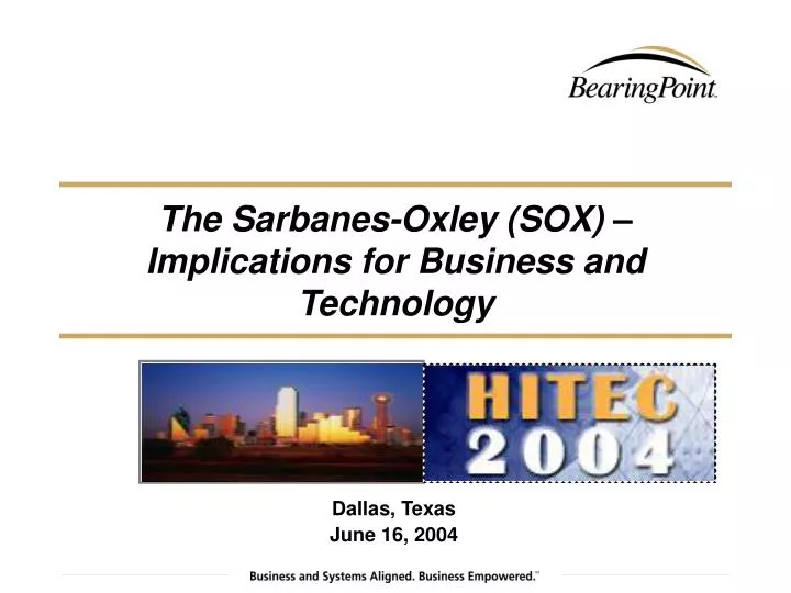 the sarbanes oxley sox implications for business and technology