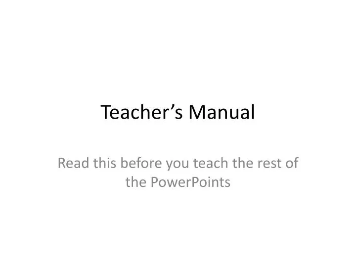 teacher s manual