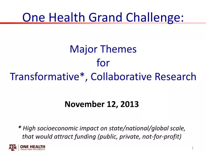 one health grand challenge major themes for transformative collaborative research