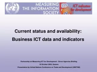 Current status and availability: Business ICT data and indicators