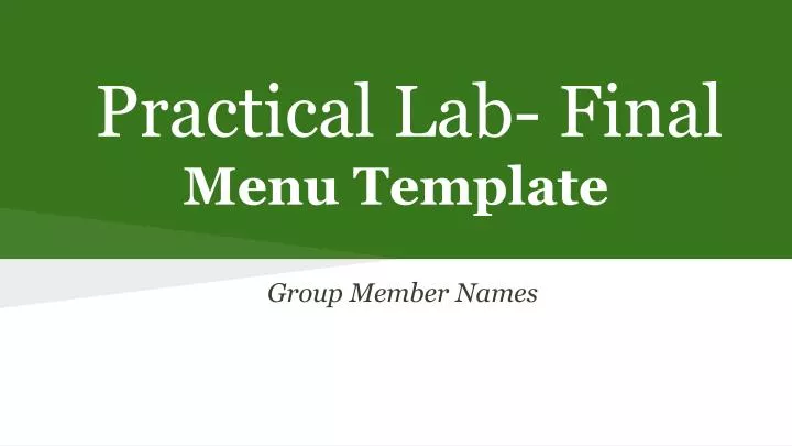 practical lab final menu template