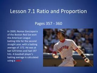 Lesson 7.1 Ratio and Proportion