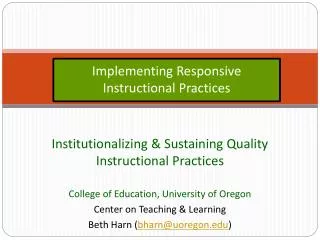Implementing Responsive Instructional Practices