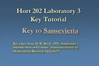 Hort 202 Laboratory 3 Key Tutorial
