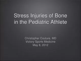 Stress Injuries of Bone in the Pediatric Athlete