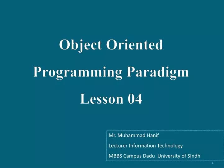 object oriented programming paradigm lesson 04
