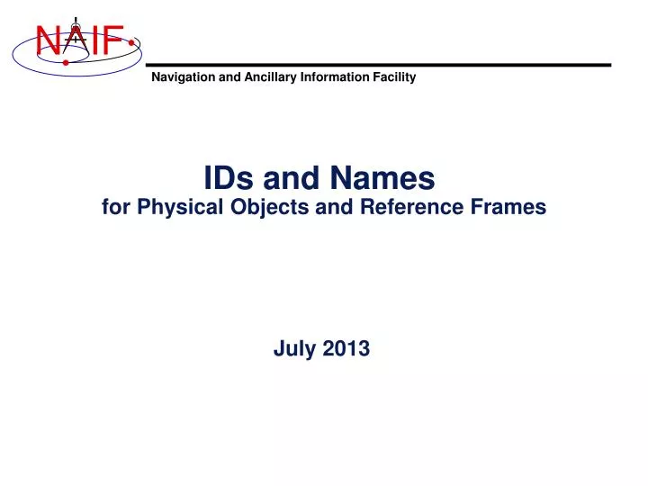 ids and names for physical objects and reference frames