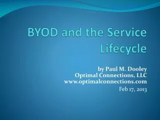 BYOD and the Service Lifecycle