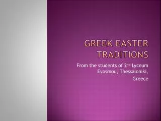 Greek Easter traditions