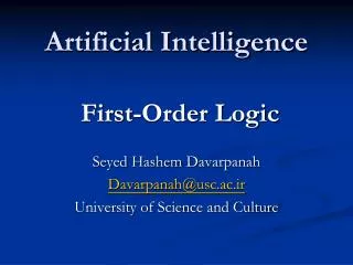 Artificial Intelligence First-Order Logic