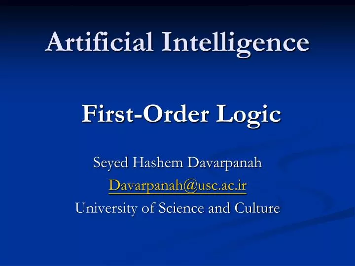 artificial intelligence first order logic