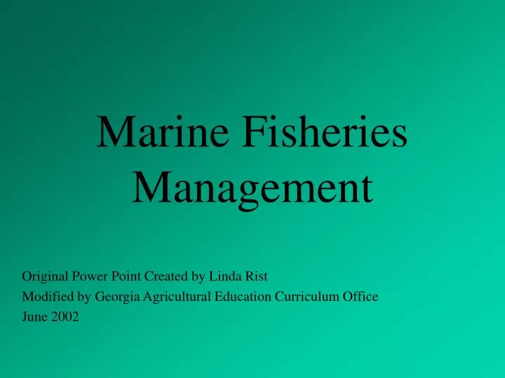 marine fisheries management