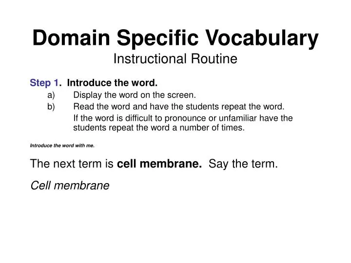 domain specific vocabulary instructional routine