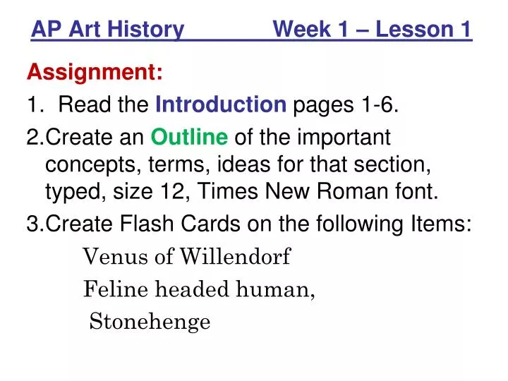 ap art history week 1 lesson 1