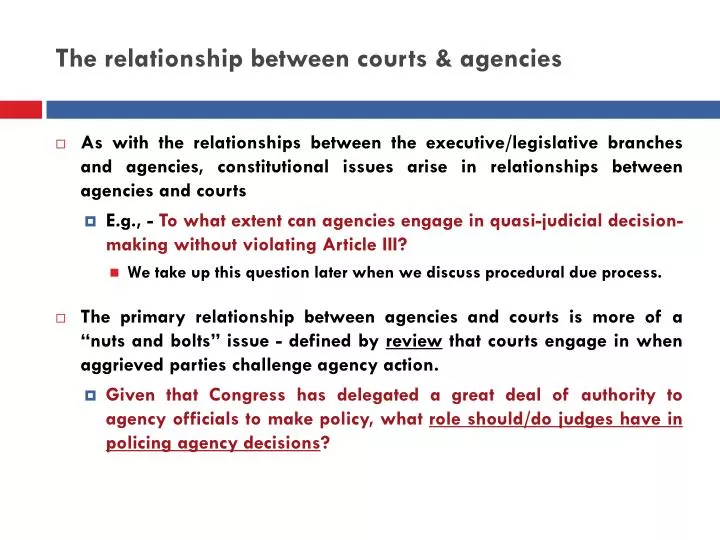 the relationship between courts agencies
