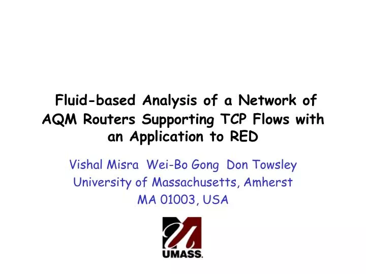 fluid based analysis of a network of aqm routers supporting tcp flows with an application to red