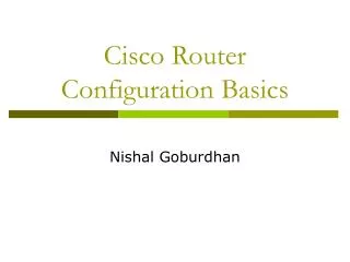Cisco Router Configuration Basics