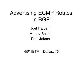 Advertising ECMP Routes in BGP