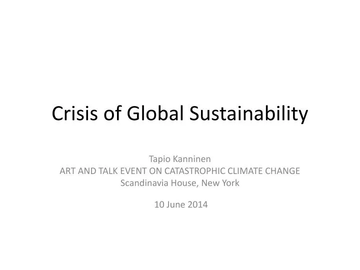 crisis of global sustainability