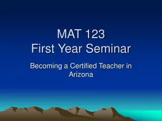 MAT 123 First Year Seminar