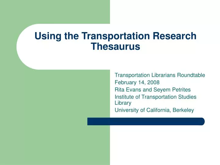 using the transportation research thesaurus