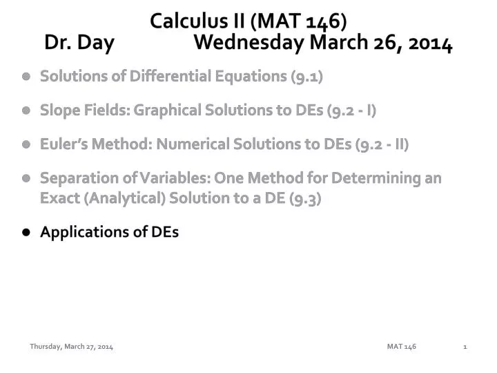 calculus ii mat 146 dr day wednesday march 26 2014
