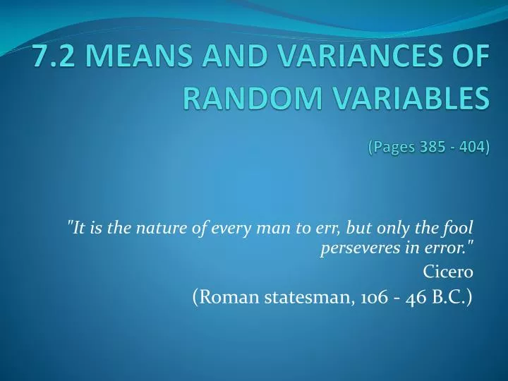 7 2 means and variances of random variables pages 385 404