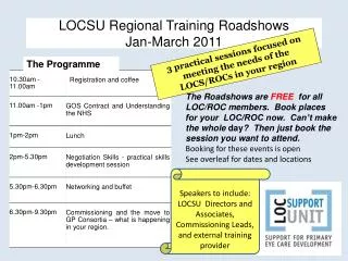 LOCSU Regional Training Roadshows Jan-March 2011