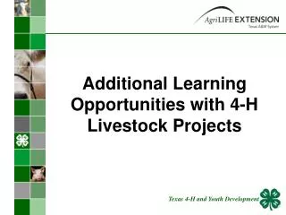 Additional Learning Opportunities with 4-H Livestock Projects