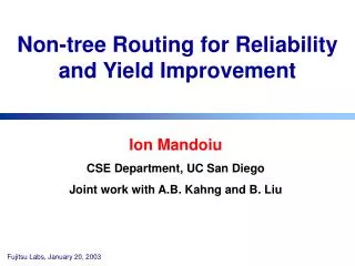 Non-tree Routing for Reliability and Yield Improvement