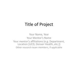 Title of Project