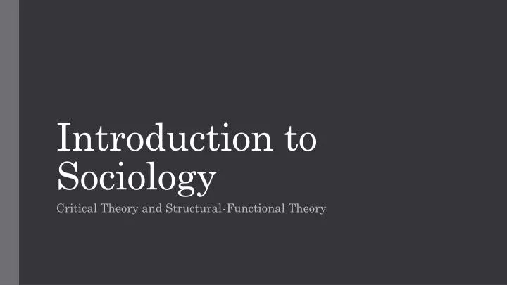 introduction to sociology