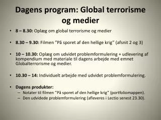dagens program global terrorisme og medier