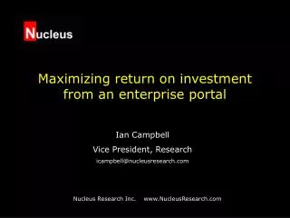 Maximizing return on investment from an enterprise portal