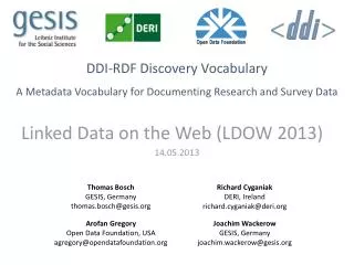 DDI-RDF Discovery Vocabulary A Metadata Vocabulary for Documenting Research and Survey Data