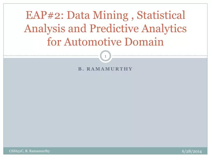 eap 2 data mining statistical analysis and predictive analytics for automotive domain