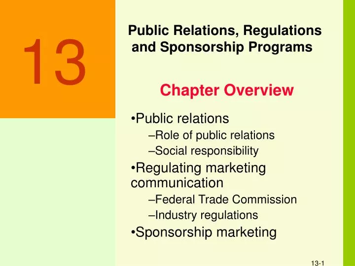 public relations regulations and sponsorship programs