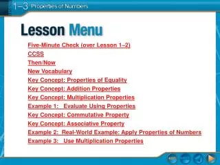 Lesson Menu