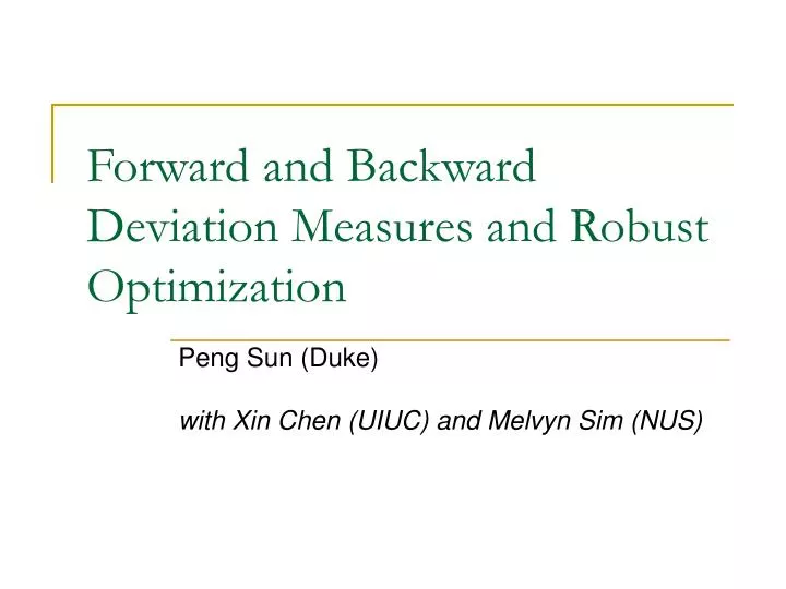 forward and backward deviation measures and robust optimization