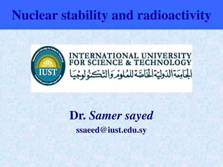 nuclear stability and radioactivity