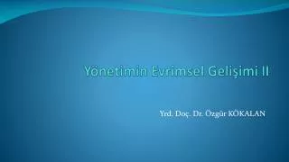 y netimin evrimsel geli imi ii
