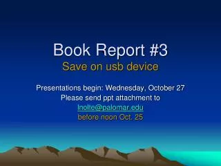 Book Report #3 Save on usb device