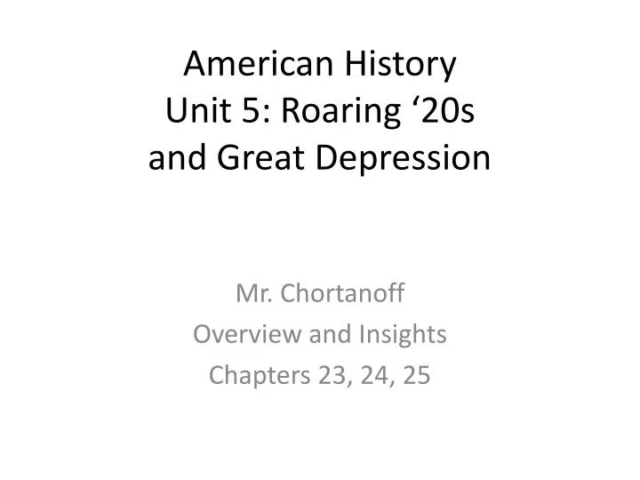american history unit 5 roaring 20s and great depression