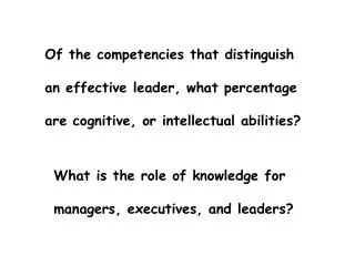 Of the competencies that distinguish an effective leader, what percentage