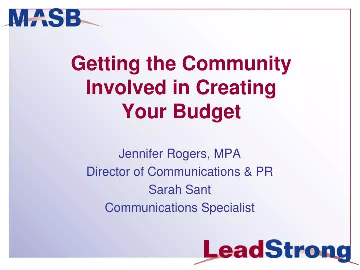 getting the community involved in creating your budget