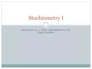 Stochiometry I